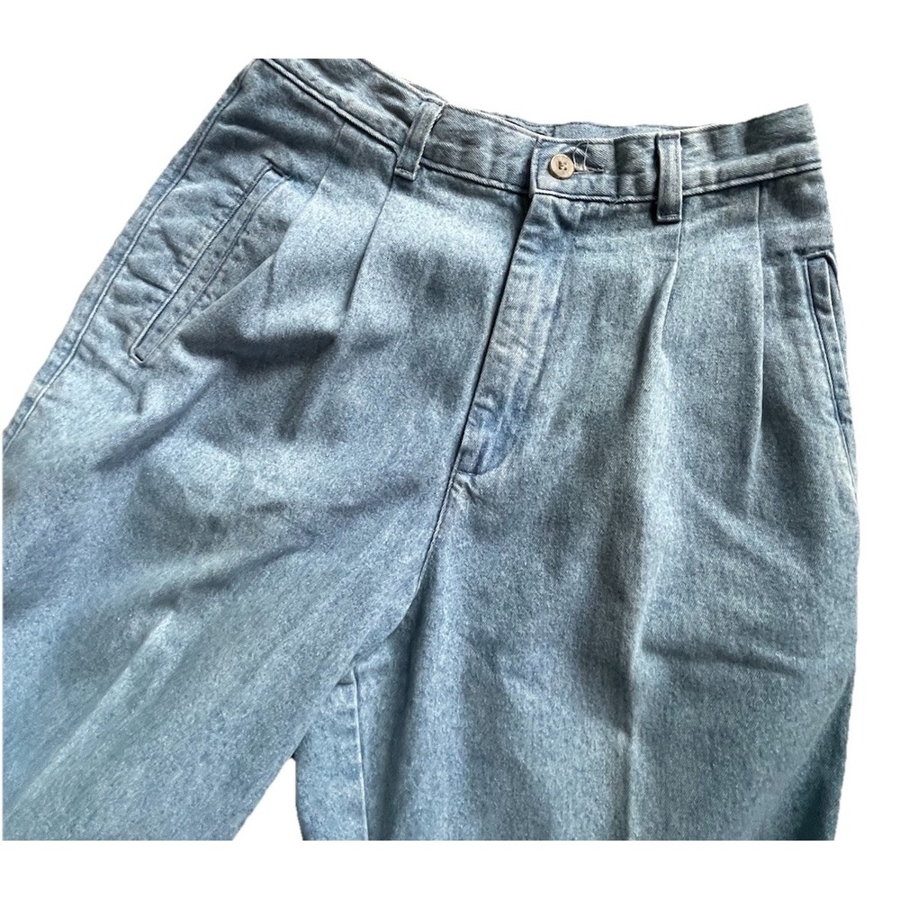 1980s Lee Super High Waist Pleated Jeans Womens 26x28 USA Union Made Tapered
